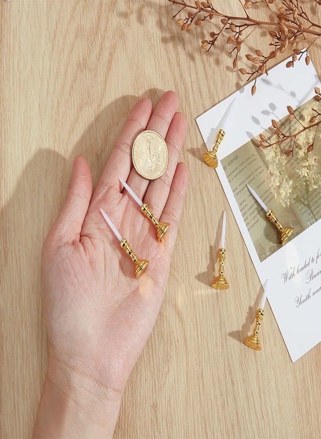 FREEBLOSS 6 Pcs Dollhouse Miniature Candlesticks 1.7" x 0.5", Retro Golden Candlestick Ornament Suitable for 1/12 Scale Dollhouse Accessories - Image 4