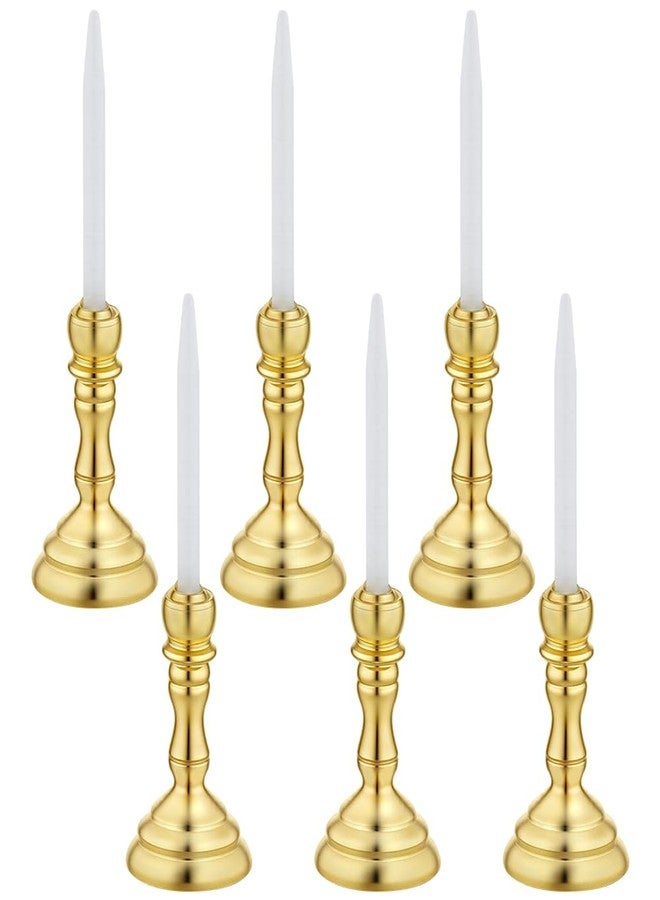 FREEBLOSS 6 Pcs Dollhouse Miniature Candlesticks 1.7" x 0.5", Retro Golden Candlestick Ornament Suitable for 1/12 Scale Dollhouse Accessories - Image 2