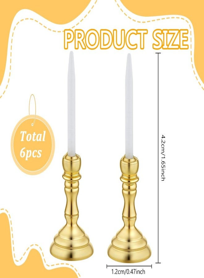 FREEBLOSS 6 Pcs Dollhouse Miniature Candlesticks 1.7" x 0.5", Retro Golden Candlestick Ornament Suitable for 1/12 Scale Dollhouse Accessories - Image 3