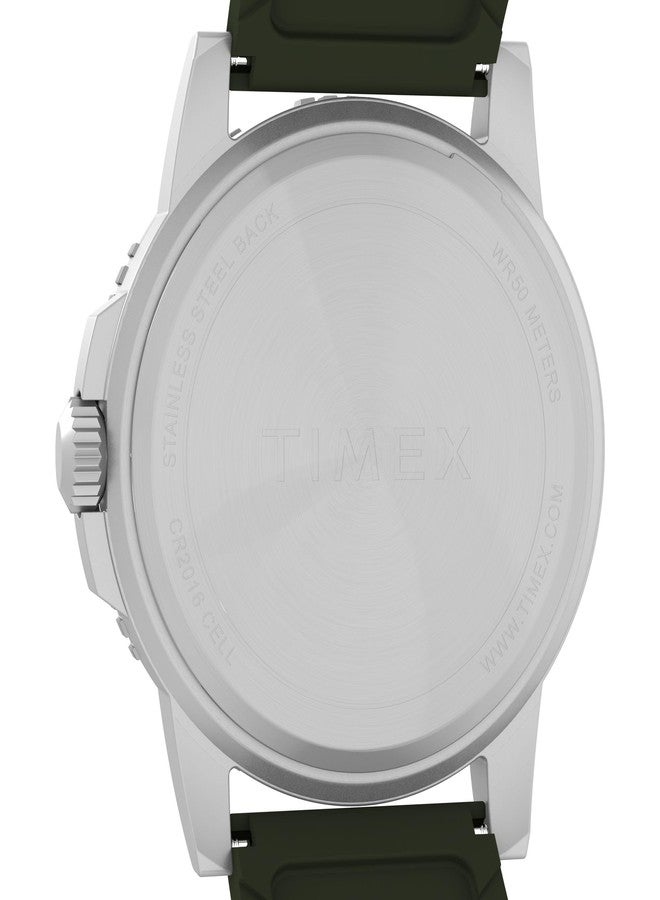 Timex Men's Expedition Ridge 45mm Watch - Green Strap Green Dial Silver-Tone Case - Image 4