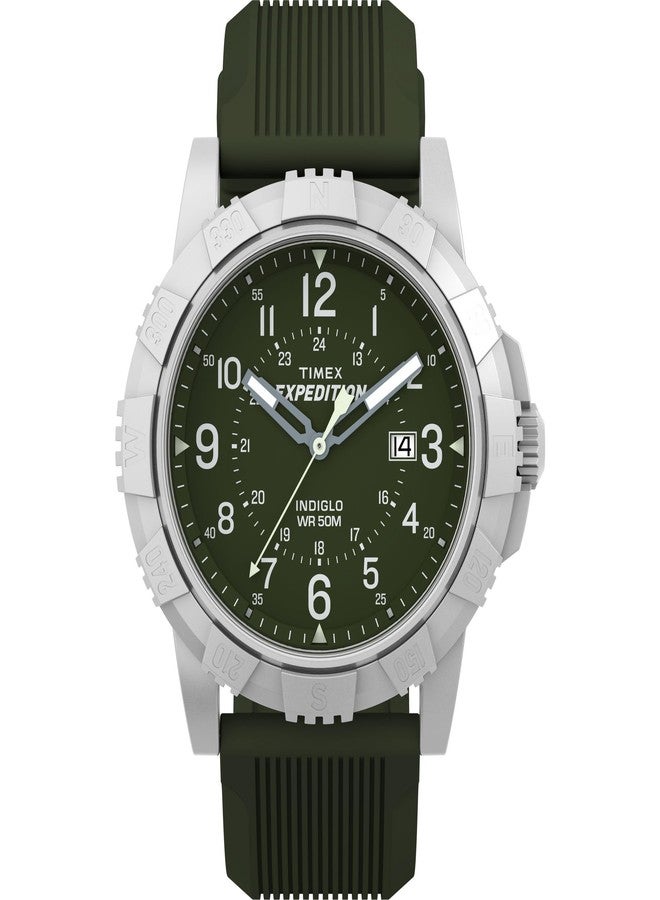 Timex Men's Expedition Ridge 45mm Watch - Green Strap Green Dial Silver-Tone Case - Image 1