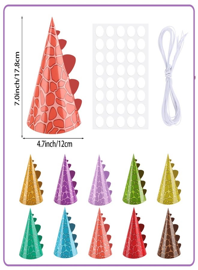 Abilat 10 Pcs Dinosaur Party Hats for Dinosaur Themed Birthday Decorations Colorful Paper Cone Birthday Hats Baby Shower Party Supplies - Image 2