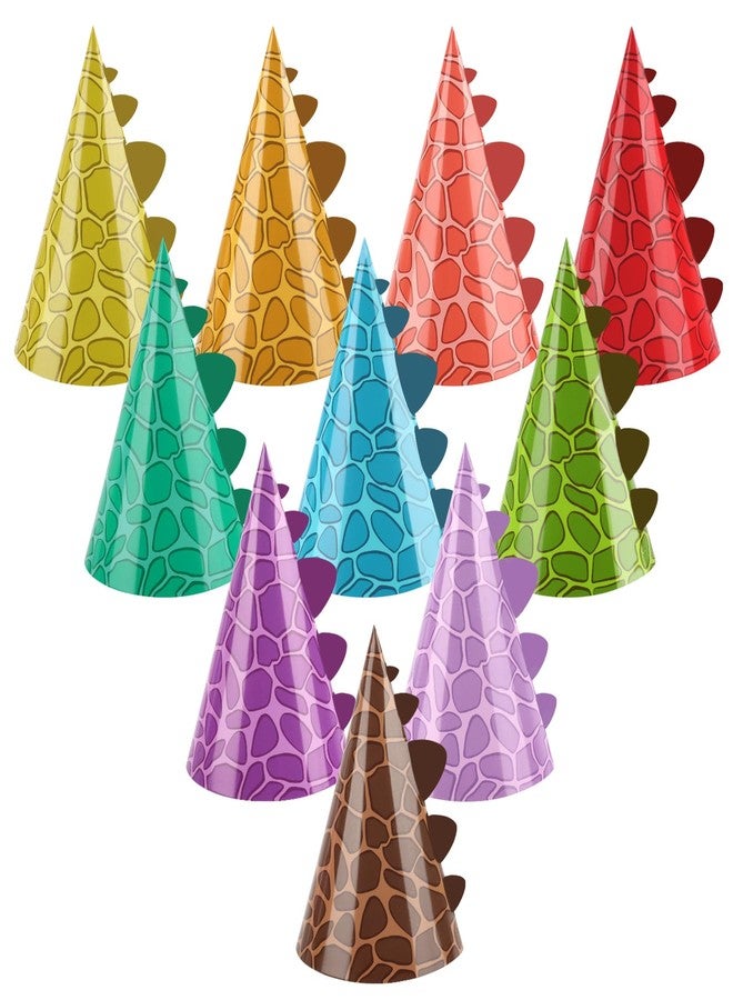 Abilat 10 Pcs Dinosaur Party Hats for Dinosaur Themed Birthday Decorations Colorful Paper Cone Birthday Hats Baby Shower Party Supplies - Image 1