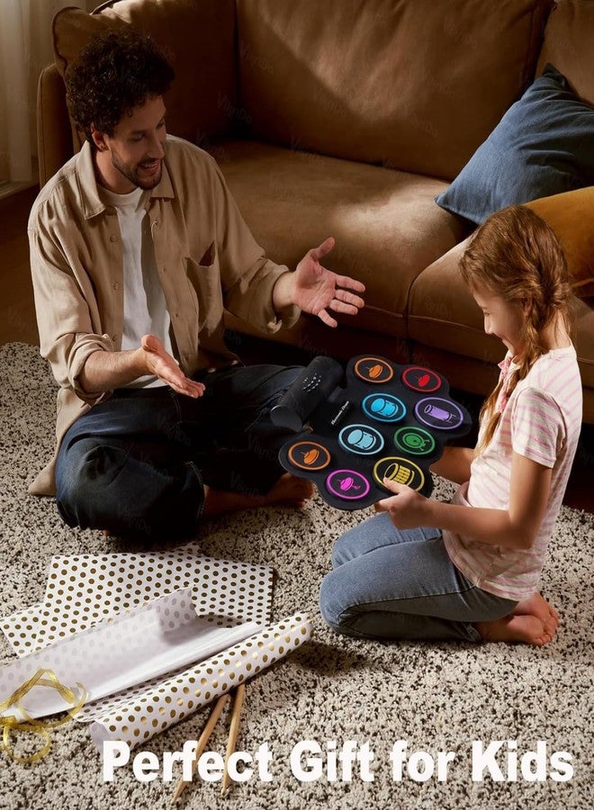 VikriDA Electronic Drum Pad Set | Foldable E-Drum Kit with Bluetooth Connectivity - Portable Digital Drum Practice Instrument for Kids - Image 4