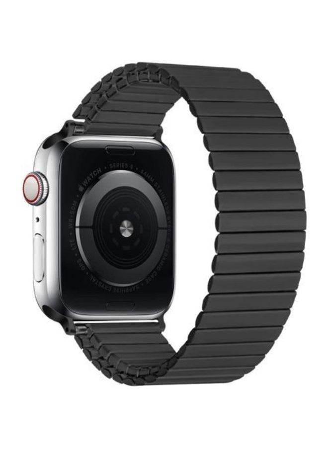 Generic - Sporty Style Elastic Watchband Stainless Steel For Apple Watch 44mm Versions 6 And SE - Black - Image 1