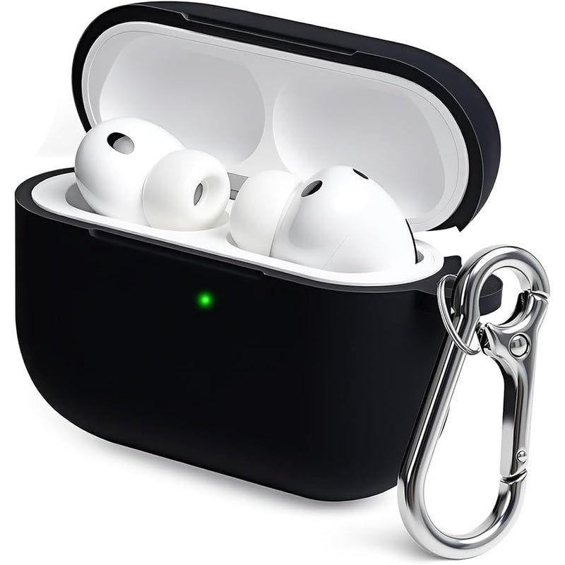 Woyinger for AirPods Pro 3 Case Cover with Cleaner Kit, Soft Silicone Cover for AirPods Pro 3rd Generation Comes with Keychain for Women Men,Suitable for 3rd Generation Case,Black Keychain B - Image 1