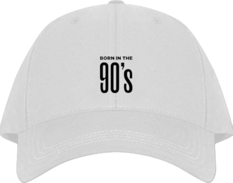BORN IN THE 90'S Plain unisex baseball cap White