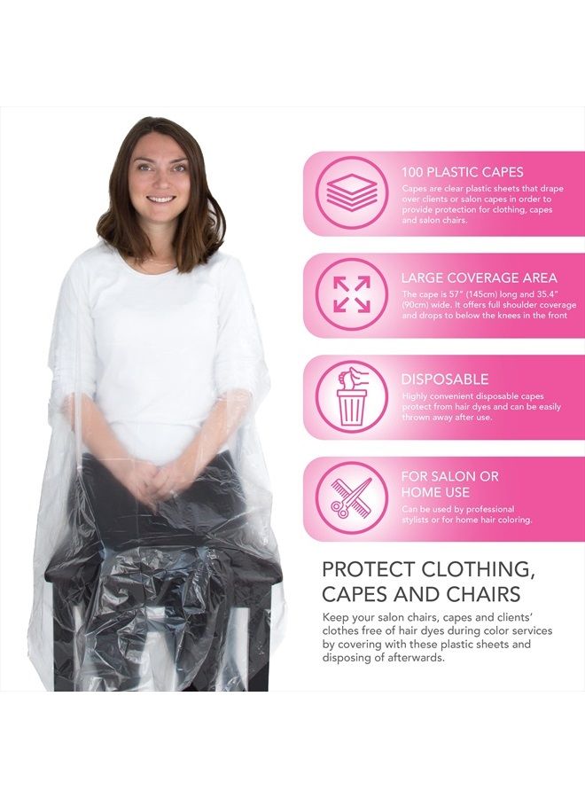 Salon Supply Co Disposable Capes Hair Salon - 100 Plastic Capes - Disposable Salon Capes - Plastic Salon Cape - Color Capes for Salon Hair Coloring - Disposable Shampoo Capes - Image 2