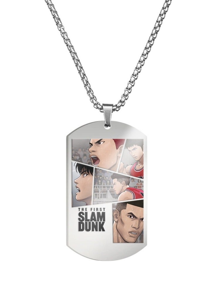 KUYING New Slam Dunk Color Printed Stainless Steel Necklace 