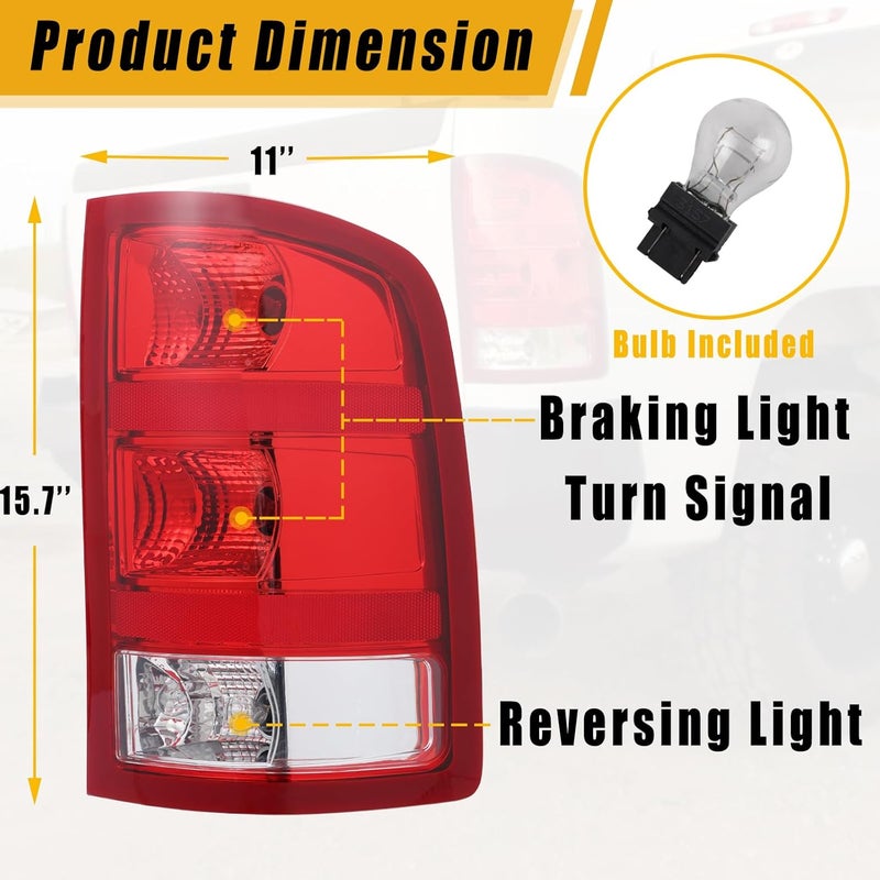 Boine Right Passenger Side Tail Light for 2007-2013 GMC Sierra 1500 2500HD 3500HD - Bulb Included - Image 2