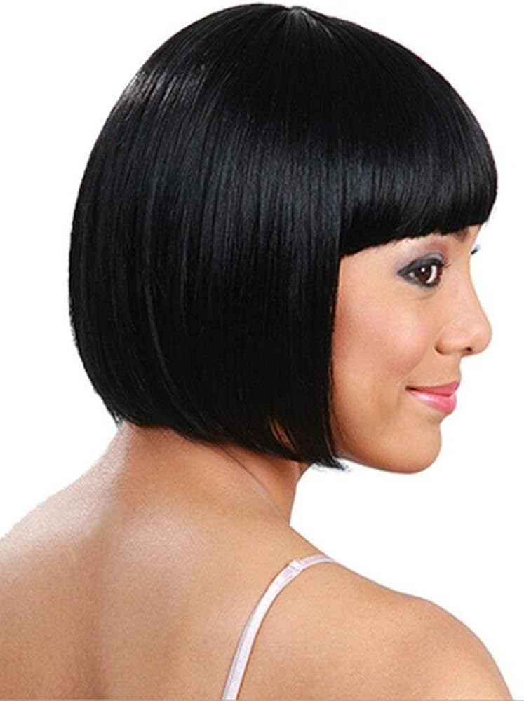 اي سي اي اف باروكة شعر قصيرة أنيقة للنساء من ECIF باللون الأسود، ناعمة وسهلة التمشيط وقابلة للتعديل - Image 2