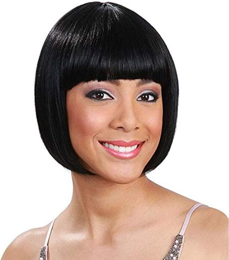اي سي اي اف باروكة شعر قصيرة أنيقة للنساء من ECIF باللون الأسود، ناعمة وسهلة التمشيط وقابلة للتعديل - Image 1