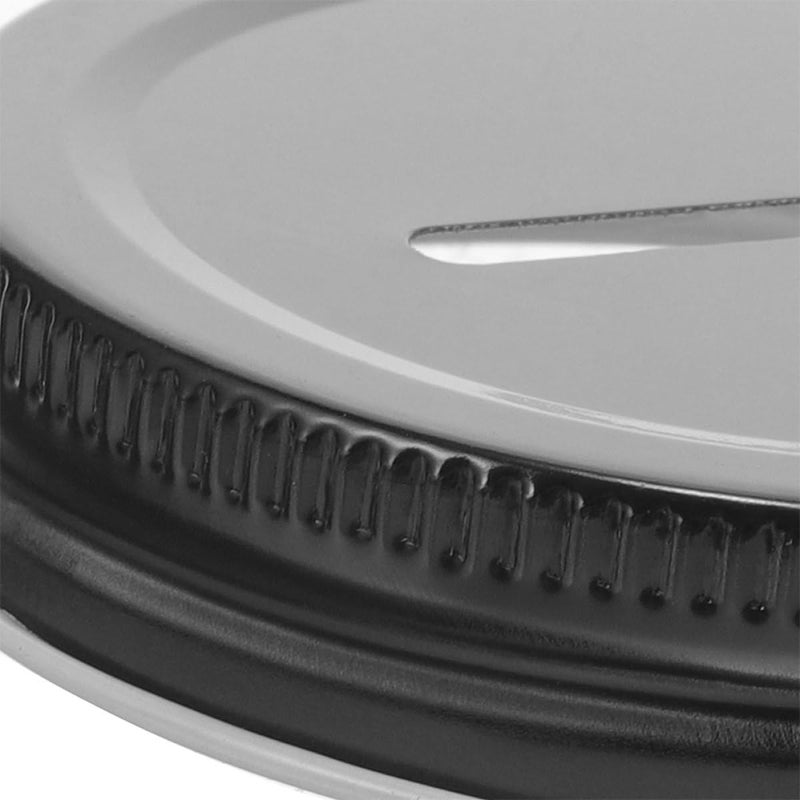 Homoyoyo 15pcs 70mm Mason Jar Coin Bank Lids with Slot Black Tinplate Money Jar Caps for Regular Mouth Lids Glass Covers for Home and Craft Use - Image 3