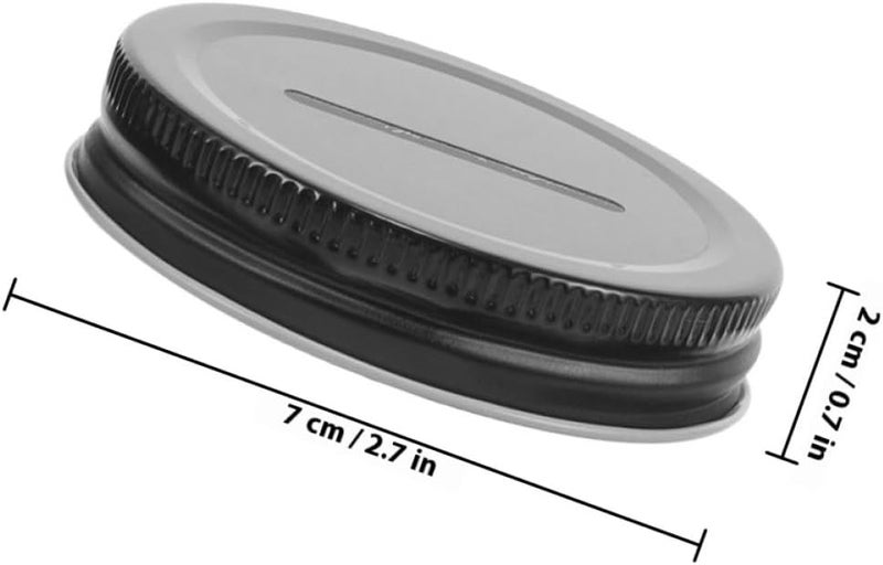 Homoyoyo 15pcs 70mm Mason Jar Coin Bank Lids with Slot Black Tinplate Money Jar Caps for Regular Mouth Lids Glass Covers for Home and Craft Use - Image 2