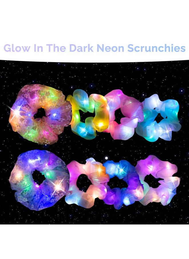 POZILAN 8 Pcs LED Scrunchies for Women - Scrunchy, Light Up Scrunchies for Girls, Colorful Yarn Hair Tie Multi Light Modes, Glow in the Dark Hair Accessories for Christmas Rave Party (#01) - Image 3