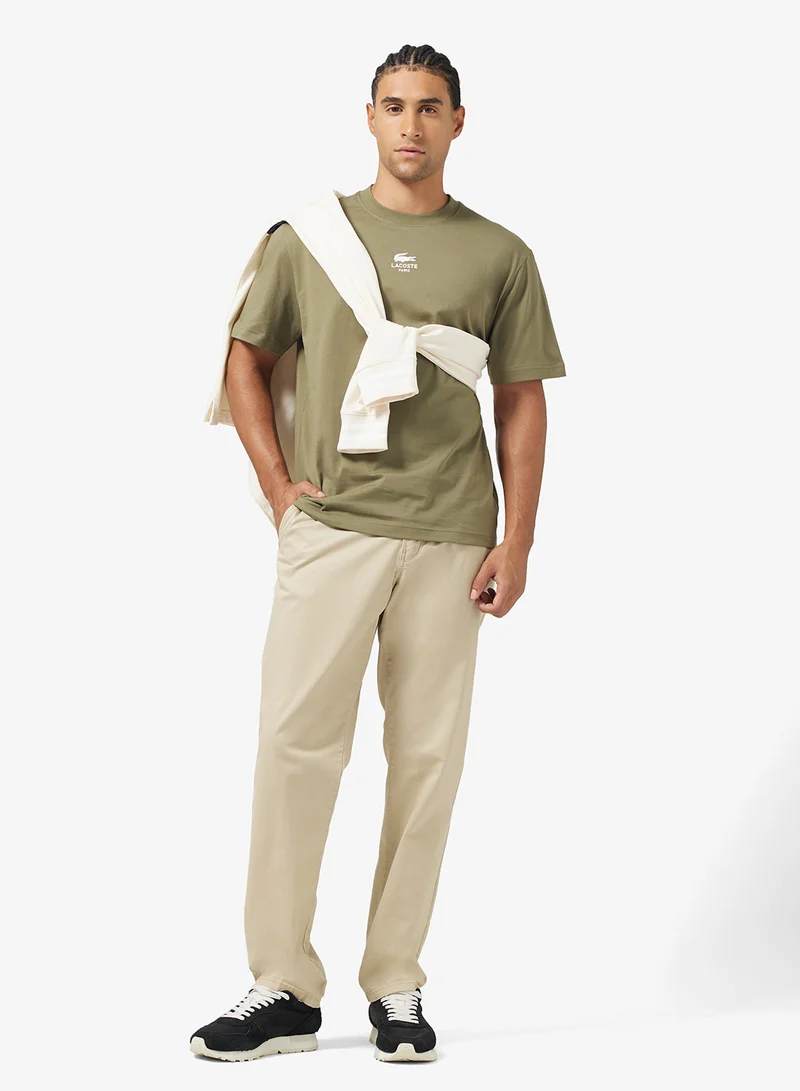 LACOSTE Signature Print Crew Neck T-Shirt