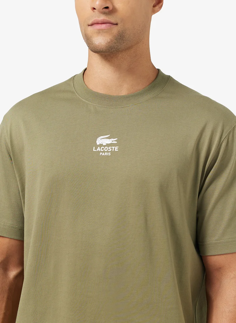 LACOSTE Signature Print Crew Neck T-Shirt