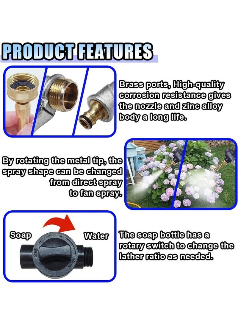 SYOSI Car Wash Foam Gun Sprayer, Adjustable High-Pressure Metal Nozzle with 3.5oz/100cc Plastic Soap Dispenser Bottle, Ideal for Car Washing, Watering Plants, and Floor Cleaning (Silvery) - Image 4