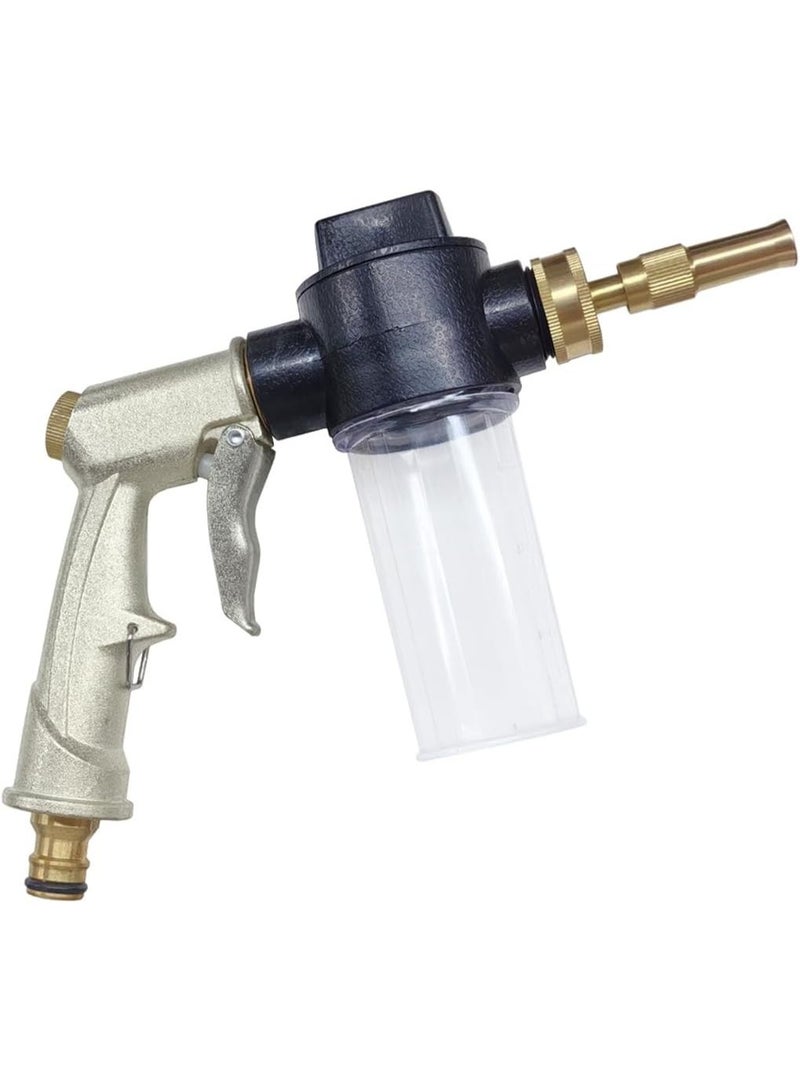 SYOSI Car Wash Foam Gun Sprayer, Adjustable High-Pressure Metal Nozzle with 3.5oz/100cc Plastic Soap Dispenser Bottle, Ideal for Car Washing, Watering Plants, and Floor Cleaning (Silvery) - Image 1