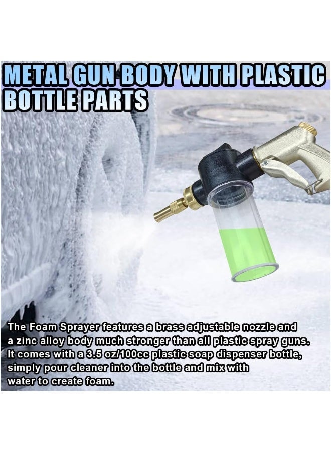SYOSI Car Wash Foam Gun Sprayer, Adjustable High-Pressure Metal Nozzle with 3.5oz/100cc Plastic Soap Dispenser Bottle, Ideal for Car Washing, Watering Plants, and Floor Cleaning (Silvery) - Image 5
