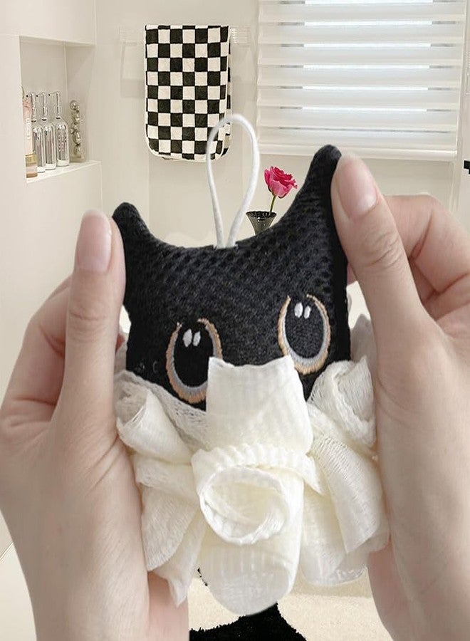 Ralcosuss Cute Unicorn Kids Bath Loofahs Balls for Baby Girls Boys Mesh Shower Ball Pouf Exfoliating Bath Sponge Body Cleaner Bath Accessories (Black cat) - Image 3