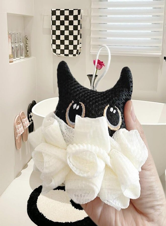 Ralcosuss Cute Unicorn Kids Bath Loofahs Balls for Baby Girls Boys Mesh Shower Ball Pouf Exfoliating Bath Sponge Body Cleaner Bath Accessories (Black cat) - Image 4