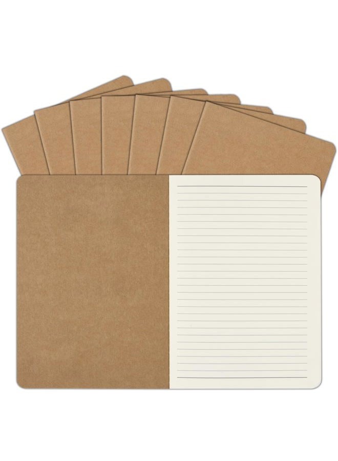 ZCZN 8 Pack A5 Kraft Notebooks Bulk, 8.15x5.5 Inches Lined Paper Journaling Notebooks, Notebooks for Work, Composition Notebooks for School, Journal Notebooks for Office, 60 Pages - Image 1