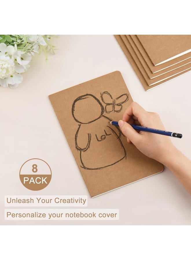 ZCZN 8 Pack A5 Kraft Notebooks Bulk, 8.15x5.5 Inches Lined Paper Journaling Notebooks, Notebooks for Work, Composition Notebooks for School, Journal Notebooks for Office, 60 Pages - Image 3