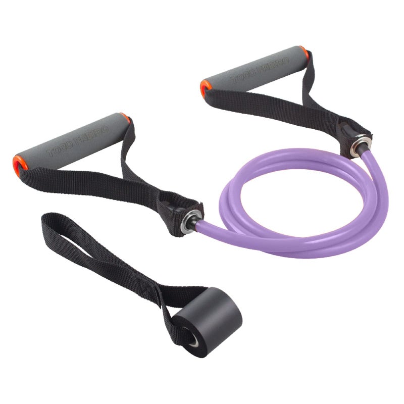 TOCO FREIDO Single Resistance Bands, Workout Bands with Handles and The Exercise Bands with Door Anchor, Suitable for Resistance Training, Physical Therapy, Home Workouts, Boxing Training (Puplle(10-15lbs)) - Image 1