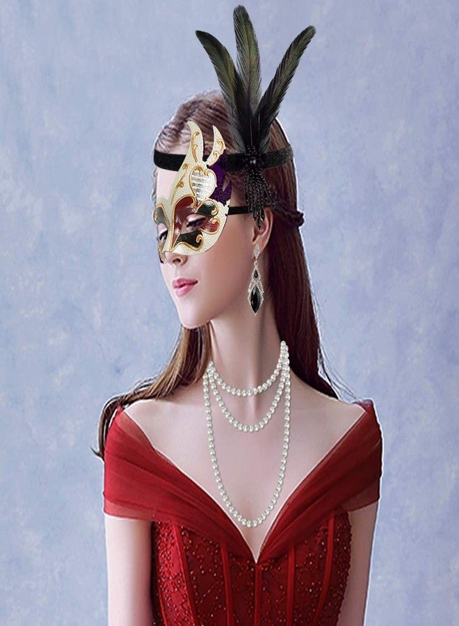 yeabwps 1 Pcs 1920s Flapper Headpiece Black Feather Headband Roaring 20s Gatsby Hair Accessories (Black) - Image 2