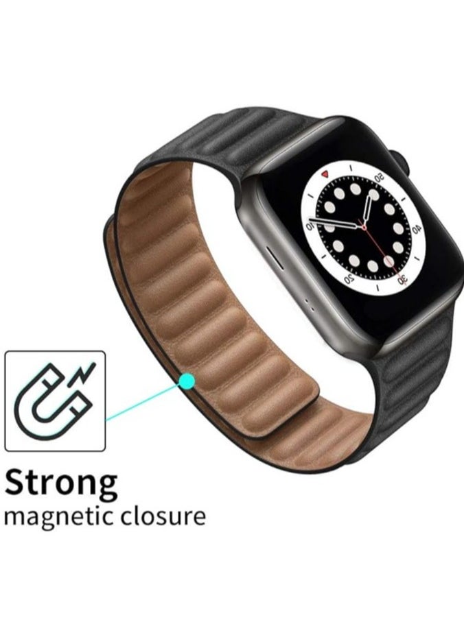ELTRAZONE - Compatible with Apple Watch Band 45mm 44mm 42mm, Genuine Leather Watch Strap Replacement for Apple Watch Series 7/6/5/4/SE/3/2/1 iWatch - Image 1