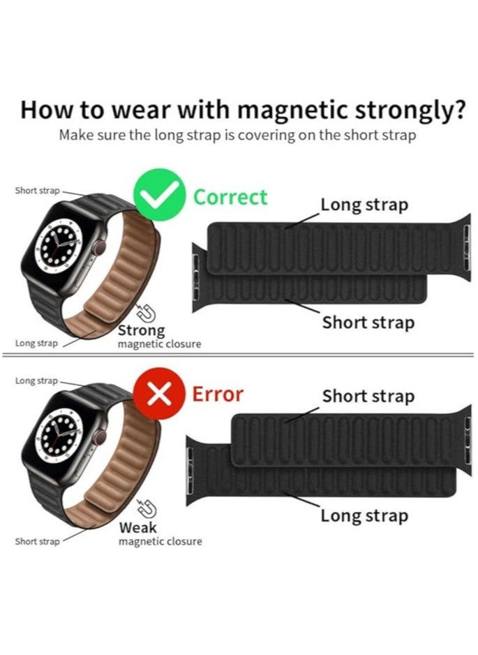 ELTRAZONE - Compatible with Apple Watch Band 45mm 44mm 42mm, Genuine Leather Watch Strap Replacement for Apple Watch Series 7/6/5/4/SE/3/2/1 iWatch - Image 1
