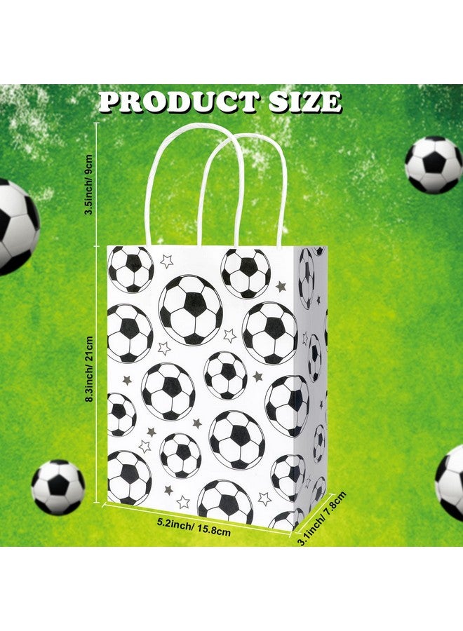 Qpout 12 Pack Soccer Party Bags With Handles, 6pcs Green Soccer Party Gifts Bags 6pcs White Soccer Party Treat Bags, Soccer Party Paper Bags for Kids Party, Soccer Candy Goodie Bags for Boys - Image 2