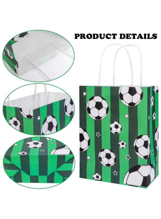 Qpout 12 Pack Soccer Party Bags With Handles, 6pcs Green Soccer Party Gifts Bags 6pcs White Soccer Party Treat Bags, Soccer Party Paper Bags for Kids Party, Soccer Candy Goodie Bags for Boys - Image 4