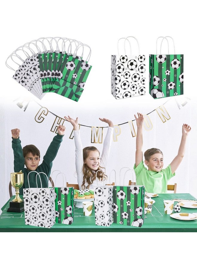 Qpout 12 Pack Soccer Party Bags With Handles, 6pcs Green Soccer Party Gifts Bags 6pcs White Soccer Party Treat Bags, Soccer Party Paper Bags for Kids Party, Soccer Candy Goodie Bags for Boys - Image 5