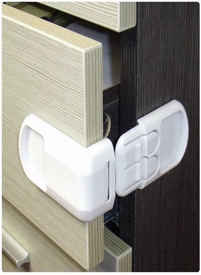 RIANZ White Corner Drawer Locks Works on end Drawers or Filing cabinets No Tools Required Baby proofing with Confidence (Pack of 5) - Image 1
