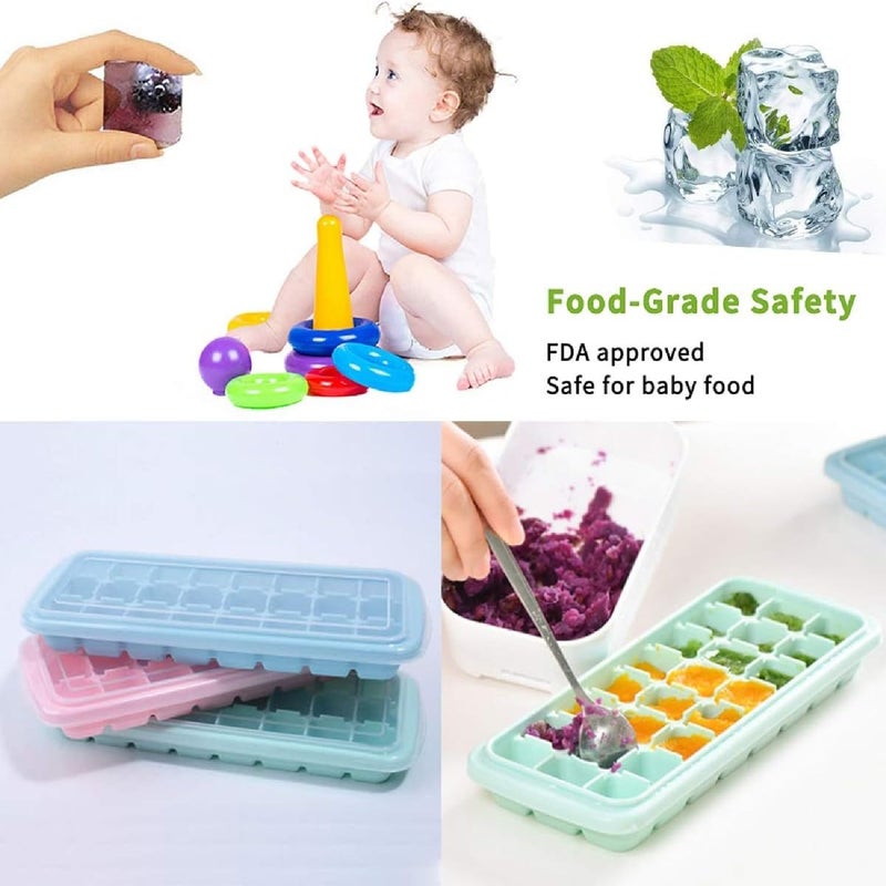 KRIVETY Silicon Ice Cube Moulds Removable Lid Flexible Trays Freezer Chocolate Whiskey Cocktail Drink Easy Release Molds Stackable Dishwasher Safe Food EasyRelease 24Ice SpillResistant Pack of 2 - Image 2
