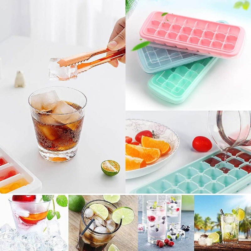 KRIVETY Silicon Ice Cube Moulds Removable Lid Flexible Trays Freezer Chocolate Whiskey Cocktail Drink Easy Release Molds Stackable Dishwasher Safe Food EasyRelease 24Ice SpillResistant Pack of 2 - Image 5