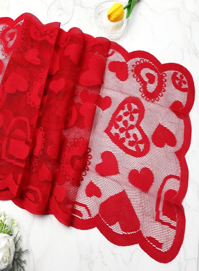 Luktastic Valentines Table Runner, 13 x 72 Inch Red Heart Lace Table Runner for Valentines Decorations Romantic Home Kitchen Dining Table Decor Indoor Outdoor Wedding Holiday Anniversary Party Decorations - Image 4