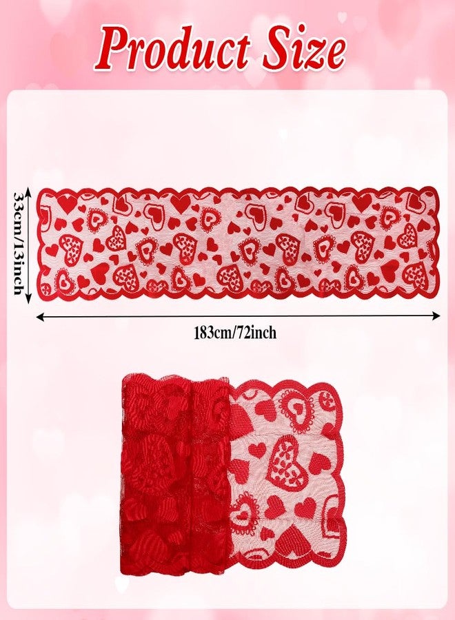 Luktastic Valentines Table Runner, 13 x 72 Inch Red Heart Lace Table Runner for Valentines Decorations Romantic Home Kitchen Dining Table Decor Indoor Outdoor Wedding Holiday Anniversary Party Decorations - Image 2