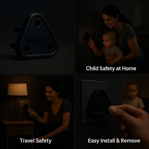 AWEJOY 36 Piece Baby Proof Socket Covers – Electric Socket Protector, Child-Safe Switch Board Dummy Plugs, Baby Safety Guards for Home (Black) - Image 4