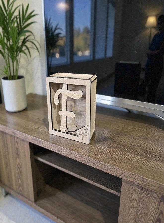 LACUM® Letter Piggy Bank - Custom Wooden Money Bank for Kids & Adults - Sunmica Coated Engineering Wood with Transparent Acrylic Front - Unique Gifts (Letter F) - Image 5