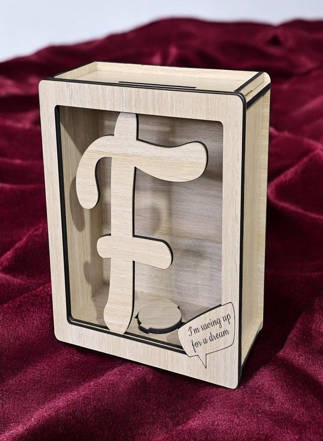 LACUM® Letter Piggy Bank - Custom Wooden Money Bank for Kids & Adults - Sunmica Coated Engineering Wood with Transparent Acrylic Front - Unique Gifts (Letter F) - Image 3