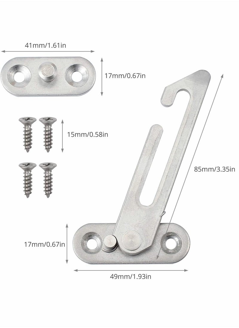 Generic - 4PCS Window Restrictor Locks UPVC Window Restrictor Hook Window Security Lock Stainless Steel Child Lock Restrictor Safety Catch with Screws- Right - Image 1