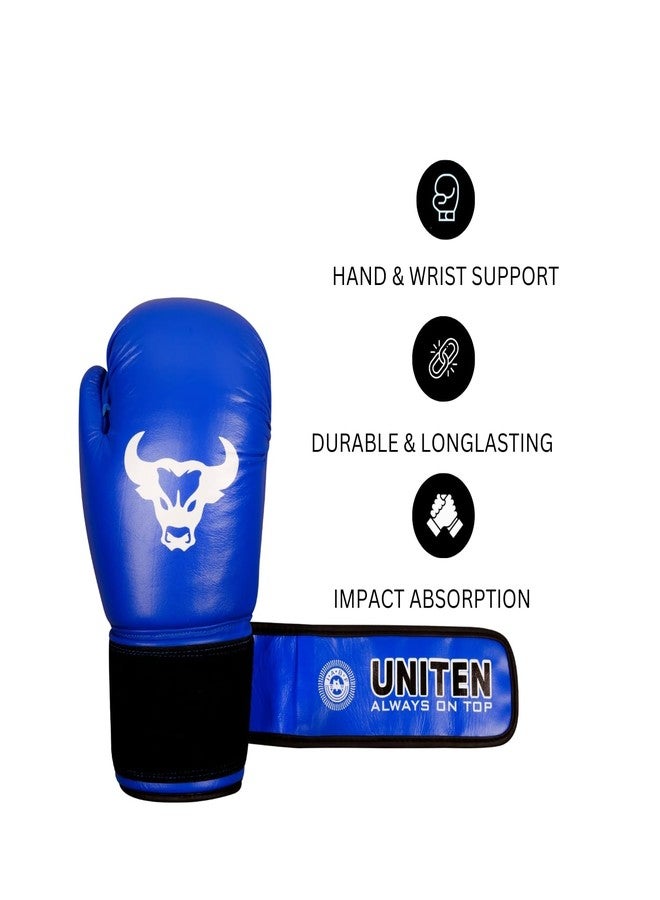 UNITEN Men Tiger Amateur Boxing Gloves | Leather Gloves | Men Boxing Gloves 10 oz (Blue) - Image 2