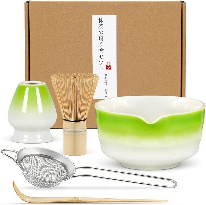 MIKESIER Matcha Whisk Set, Japanese Traditional Bamboo Chasen & Matcha Set with Scoop & Sifter, Handmade Matcha Bowl and Whisk Set for Authentic Japanese Tea Ceremony, Great Matcha Kit for Her - Image 1