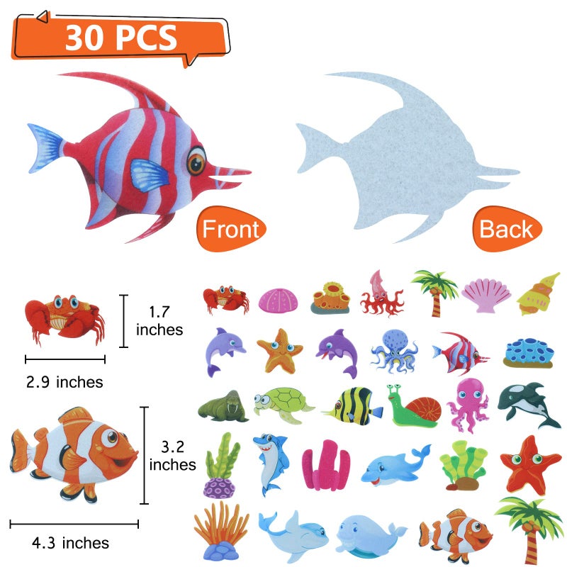 BXI 30 Pcs Ocean Felt Board Story Pieces Set for Toddlers, Preschool & Kindergarten, Precut Felt Marine Life Figures for Preschool Crafts Activity Early Learning Storytelling - Image 2