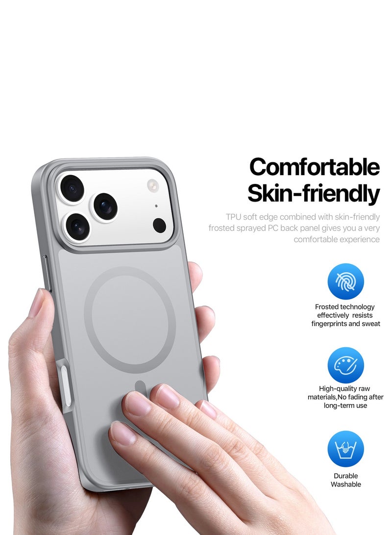 دوكس دوتشيز جراب يند دوكس دوكيس شفاف غير لامع مطفي مضاد للاصفرار [غطاء خلفي صلب من البولي كربونات ومن السيلكون ] جراب واقٍ مقاوم للصدمات متوافق مع  IPhone 17 Pro  (رمادي) - Image 5