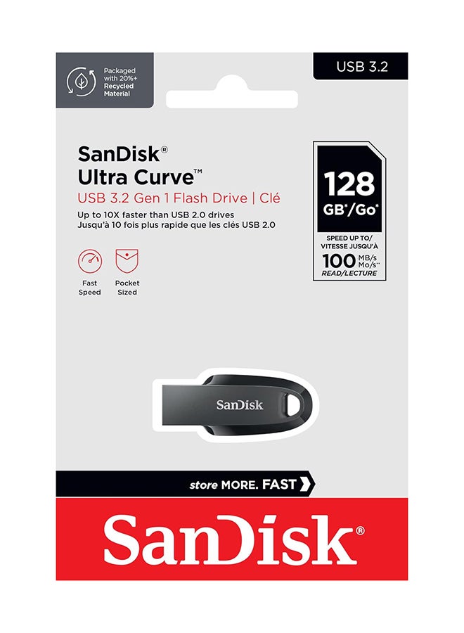 سانديسك محرك أقراص فلاش الترا كيرف 3.2 بسرعة 100 ميجابايت/ثانية باللون الأسود - SDCZ550 128G G46 - Image 4