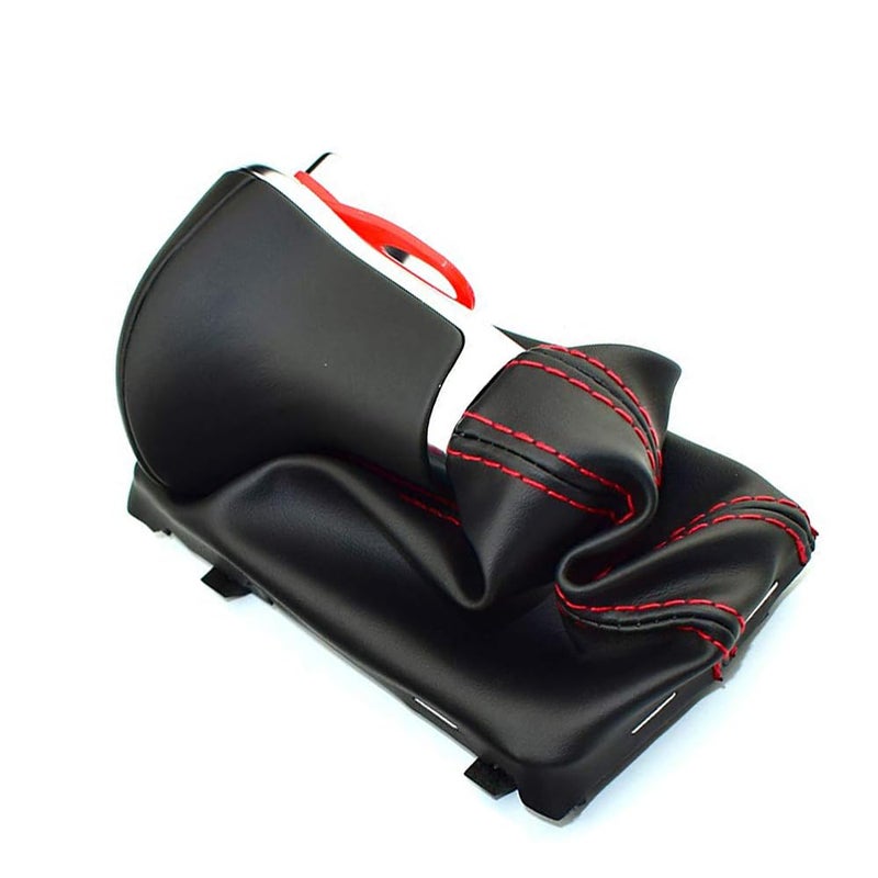 Cakievro Gear Shift Knob Auto Automatic Leather Chrome for Audi A6 A7 A3 A4 A5 A6 c6 Q7 Q5 2009 2010 2011 2012 2014 4G1 713 139 R Red line Black - Image 2